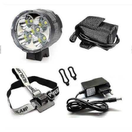 Cykelbelysning, 6000 Lumen 5 Led Cykellampa, vattentät Mountainbike Framlampa med Uppladdningsbart Batteripaket