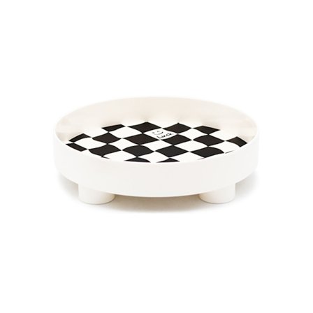 Skakternet Design Rund Opbevaringsbakke til Frugt Parfume Smykker Lille Hvid