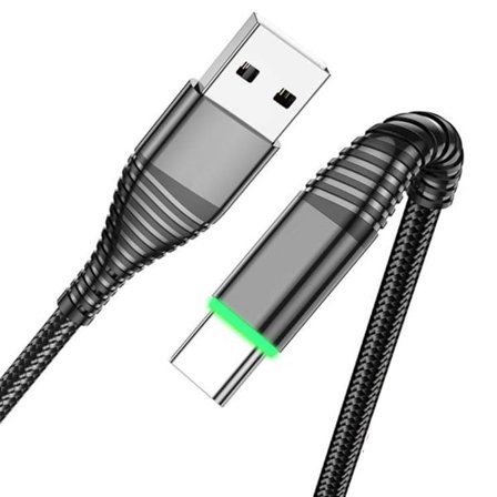 LED 3A USB Type C-kabel Micro USB Hurtiglader 3.0 Mobiltelefonladeledning C-kabel for mobiltelefon Hurtiglading