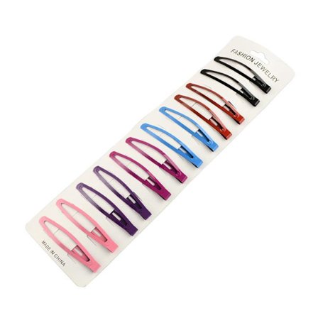 Karta med 12 Färgade 60 x 10 mm hårspänne