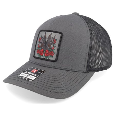 Iconic - Nero trucker Cappellino - Dobermann & Roses Grey A-framed Trucker @ Hatstore