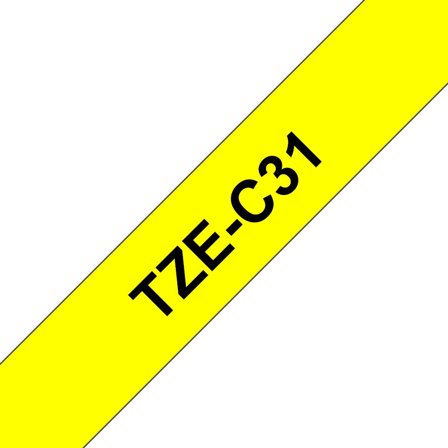 Brother TZeC31 - Svart på fluorescerende gult - Rull (1,2 cm x 5 m) 1 rull(er) laminert teip - for P-Touch PT-1005, 1010, 3600, D210, D400, D450,