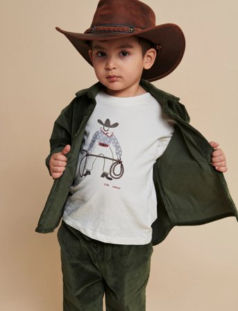 Copenhagen Colors Ls T-Shirt W. Cowboy Print+Emb. - Cream - 140