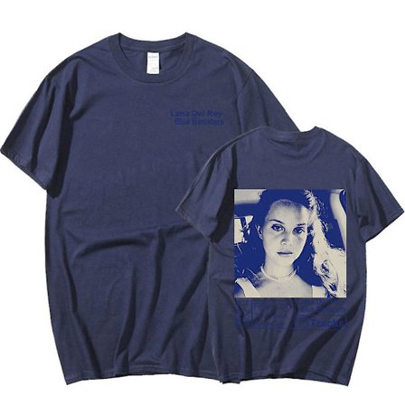 Sångerska Lana Del Rey T-shirt Blå räcken Musikalbum Kortärmade Grafiska T-shirts Vintage Harajuku T-shirts Streetwear Unisex