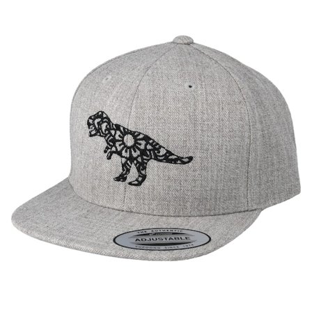 Kiddo Cap - Grå snapback Kasket - Kids Mandala T-Rex Grey Snapback @ Hatstore