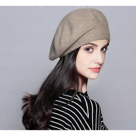 Hue til stor størrelse omkreds vinter blød kashmir Basker Hat Dame retro varm strikket kunstnerhue afslappet græskarhue [DB]