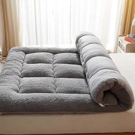 Japansk Futon Madras Tatami Gulvmadras, Foldbar Rullemadras, Grå 90x200cm, Bærbar Blød Sovemadras