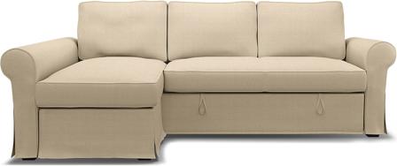 IKEA - soffa överdrag till Backabro bäddsoffa med schäslong, Unbleached, Linne - Bemz