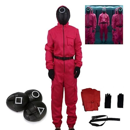 Adults Kids Unisex Squid Game 2 Costume Cosplay Jumpsuit + Squid Game Mask Halloween Outfit Gifts Party