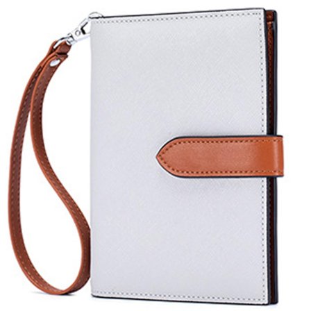 Ekte Skinn Passholder, RFID-blokkerende Reiseveske for Kvinner og Menn med Kredittkortspor, Glidelåslomme for Mynter og SIM-kort