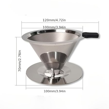 Gjenbrukbar kaffefilterholder i rustfritt stål, kaffetilbehør