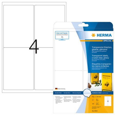 Herma Special - transparente filmetiketter - blank - 100 etikett(er) - 99.1 x 139 mm