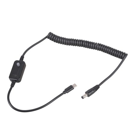 USB C till DC5.5x2.1mm Spiralströmkabel Justerbara Spänningar 5V till 20V