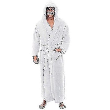 Flanell Män Med Huva, Tjock Varm Klänning Robe, Badrock Extra Lång Kimono