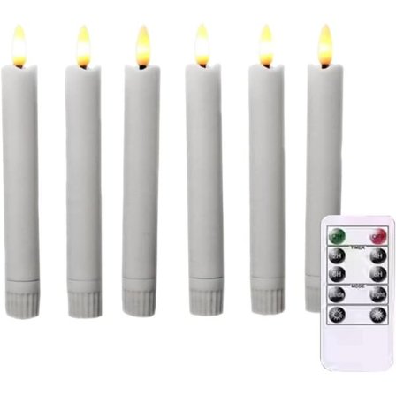LED-kynttilät kaukosäätimellä, norsunluunväriset liekittömät sähkökynttilät, 6 kpl, 16 cm, paristokäyttöiset