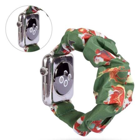 Apple Watch Series 5 44mm kuvioitu kangaskellonauha - Santa Ja Poro Multicolor