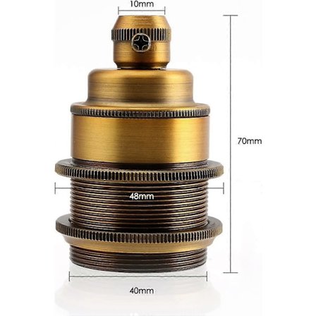 Edison Sokkel E27 Retro Vintage Stil Antikk Kobber Lysekrone Lampe Adapter Trådløs, Antikk Messing (LGL)