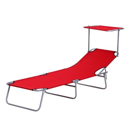 Rootz Solseng - Haveseng - Wellness liggestol - Strandseng - Solbeskyttelse - Rød - 187 x 58 x 36 cm