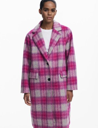 Desigual Coat Pinkcheck - Pink - M