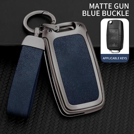 Metallinen nahkainen auton avaimenperäkotelo Volkswagen VW Polo Golf Passat Tiguan Beetle Caddy T5 Up Eos Skoda Octavia Seat Leon Altea -malleille