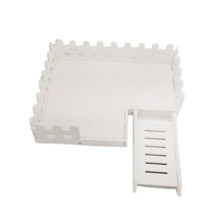 DIY PVC-plattform med staket och stege för burar till möss, chinchillor, hamstrar