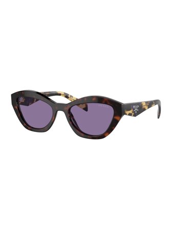 Prada Sunglasses in acetate, havana color, with lenses in polyamide, violet mirror internal silver color