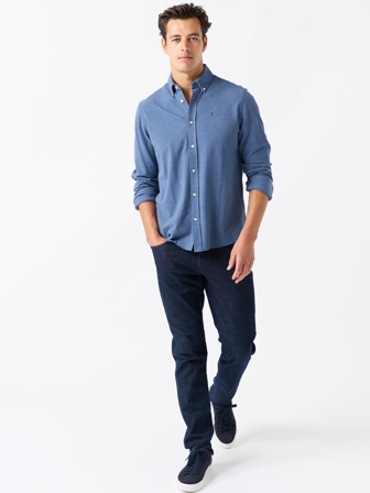 Jean Paul - Dominique pique skjorte - Herre - Blå - Skjorter - XL