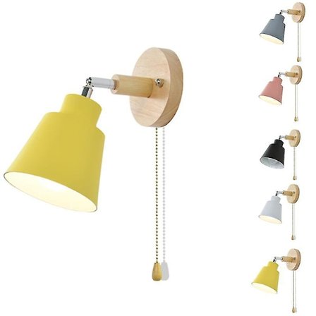 Sengelampe Natlampe Nordisk Træ Væglampe Sengelampe Væglampe Soveværelse Gang Med lynlås
