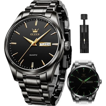 Herre gullklokker analog kvarts business dress klokker dag dato rustfritt stål klassisk luksus lysende vanntett casual herre armbåndsur