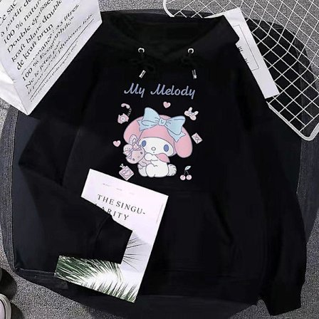 Sanrio Anime Cinnamoroll Kuromi My Melody Plysch Hoodies Kläder Pojke Flicka Baby Sweatshirts Tröjor Toppar Present 145-155CM