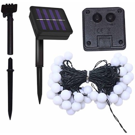 Solar LED udendørs lyskæde, vandtæt matteret kuglelyskæde til have, festival, gårdhave - 10 m, 100 LED'er, varm hvid