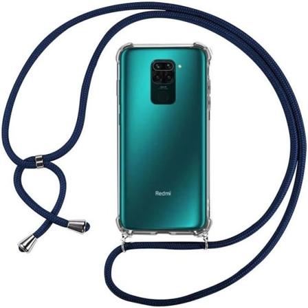 Fodral för Redmi Note 9 (6,53") Skyddsförstärkta hörn TPU Anti-Shock Förstärkt hörn med sladd Marinblå Transparent-marinblå