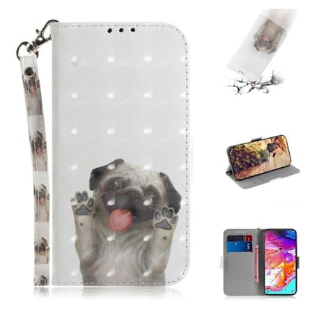 Samsung Galaxy A70 läderfodral med dekormönster - Hund