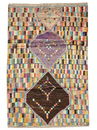 Berber Colourful Teppe Håndknyttet 122X184 Brun/Svart Afghanistan