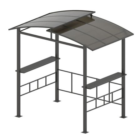 COSTWAY Grillikatos 248 x 150 x 232 cm - Sivuhyllyt Koukkuja - Aurinkosuoja - Puutarhaan, Nurmikkoon, Terassille