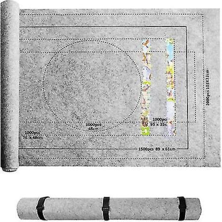 80x118 cm puslespillmatte, grå rulleteppe i filt for opptil 2000 puslespillbiter med bærbar oppbevaring Ba