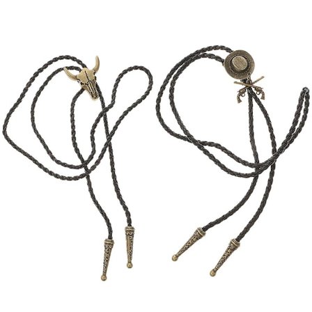2 stk Vintage Bolo Tie Bolo Halskje Justerbar Slip Cowboy Tilbehør For Menn