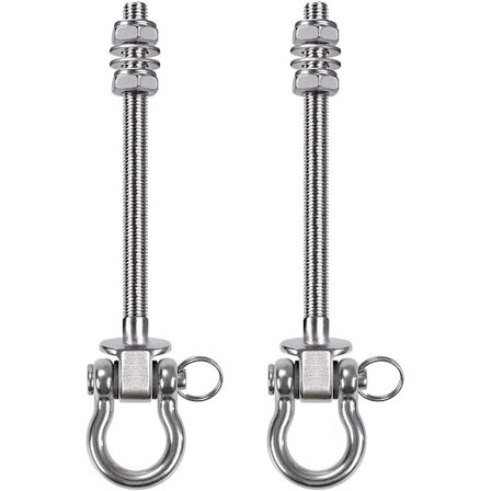 2 st Hängande Bultar, 23,5 cm Karbinhake, Vridbar Monteringssats i Rostfritt Stål, för Inomhus Utomhus Lekplats Yoga Rep Boxningssäck