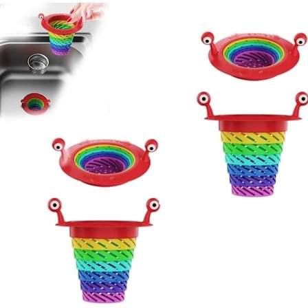(2 st) Monster Kökssinksil, Monster Rainbow Plast Fällbar Diskhoavloppssil, Söt Kökssinksil för Sophantering