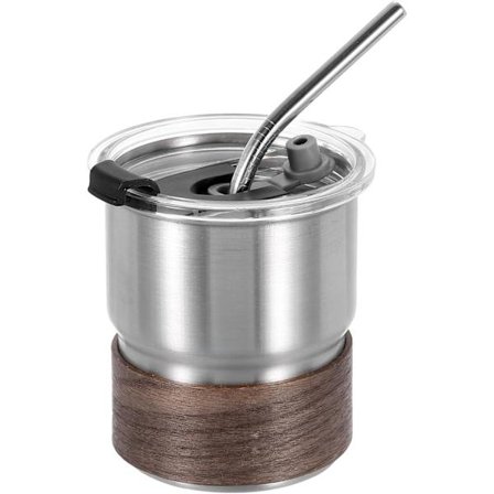 Rustfri stål kop med sugerør, låg og muffe, drikkekop egnet til hjemmekontor, bar, restaurant