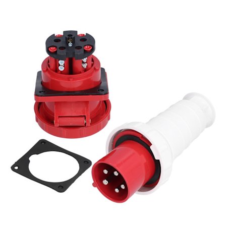 Industriell Plug Socket 5 Pin 3-Fase Strømkontakt IP67 Vanntett 380-415V 63A 3P+N+E