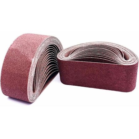 3 x 21 tommer slibebånd til båndsliber (6 af 40 80120240 korn) Sandpapir, pakke med 24