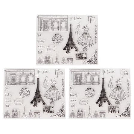 3 kpl kirkas leima ranskalainen rakennusten teema turvallinen uudelleenkäytettävä TPR helppokäyttöinen läpinäkyvä leima albumikorttikirjekuorelle