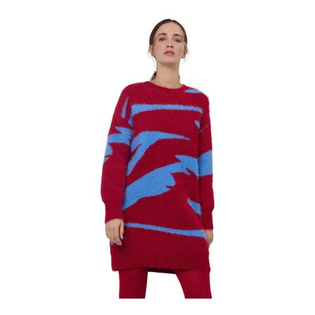 Silvian Heach, Long knit dress with print Czerwony, Kobieta, Rozmiar: S