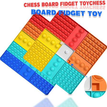Square Push Fidget Toy Rainbow Schackbrädspel Sensoriska Leksaker