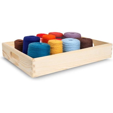 Opbevaringskasse i træ Creative Deco med håndtag 40 x 30 x 6,5 cm