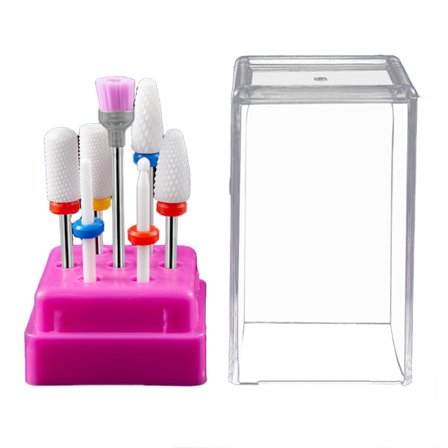 Diamant Nagelbands Elektrisk Nagelfil och Keramisk Akryl Gel Nagelbits Set, Akryl Nagelkonstverktyg, Set med 7 vita keramiska sliphuvuden