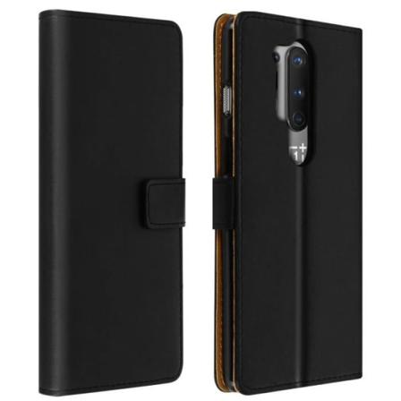 Oneplus 8 Pro Cover Korthållare i äkta läder Stativ Funktion Svart