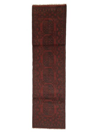 Tapis Afghan Fine 76X278 De Couloir Noir/Rouge Foncé (Laine, Afghanistan)