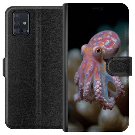 Kompatibelt Lommeboketui til Samsung Galaxy A51 Fargerik blekksprut undervannsbilde med detaljert tekstur makrofotografi av marine dyr perfekt for nat